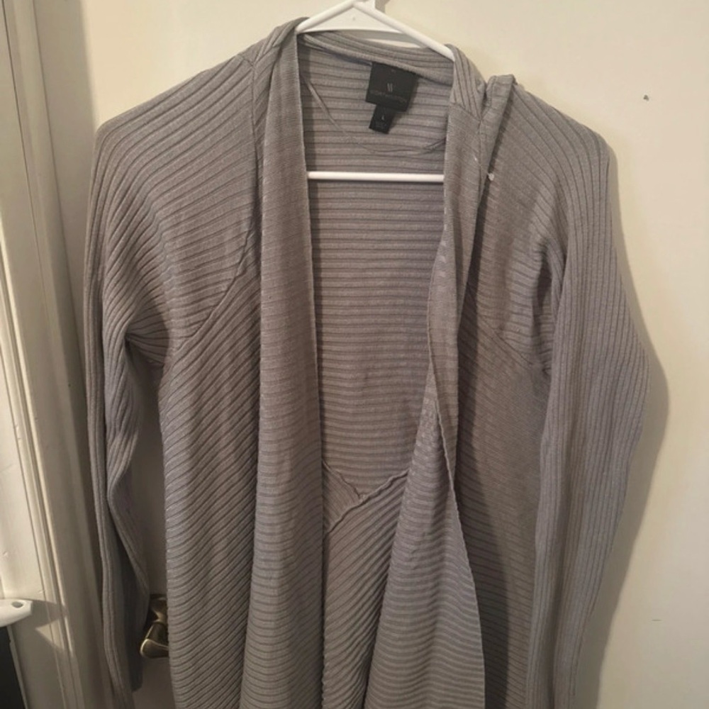 Worthington Light Gray Ribbed Cardigan